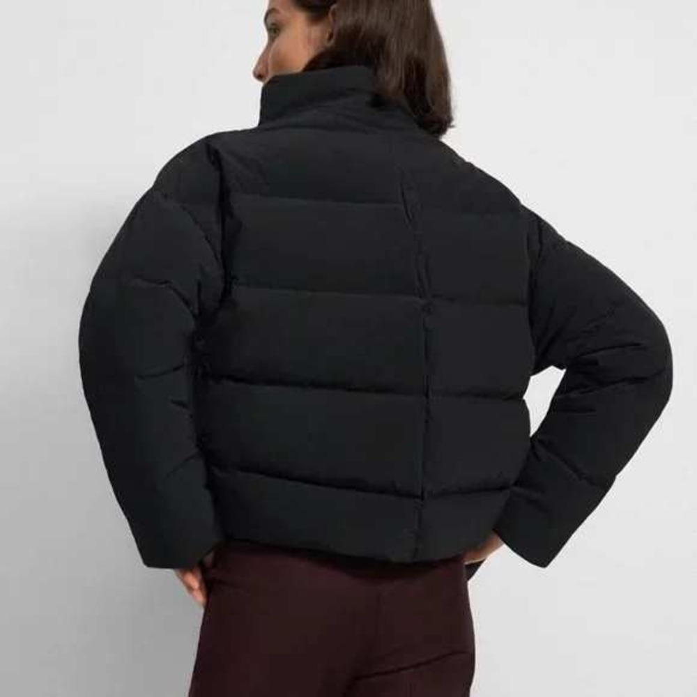 Theory Offset Puffer Jacket Black Asymmetrical Do… - image 3